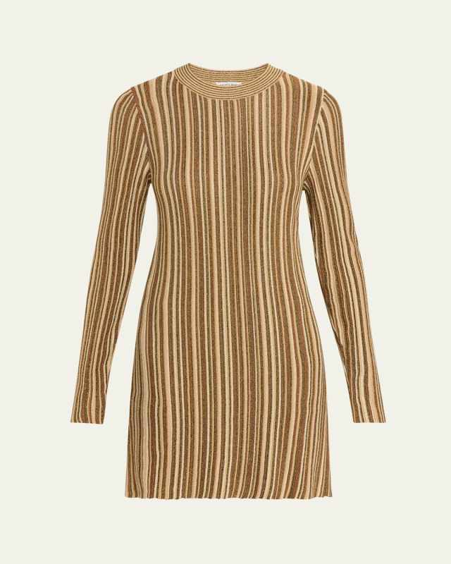Jane Stripe Long-Sleeve Mini Dress